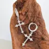 Diamond-Encrusted Cross Earrings for Women - Image 3